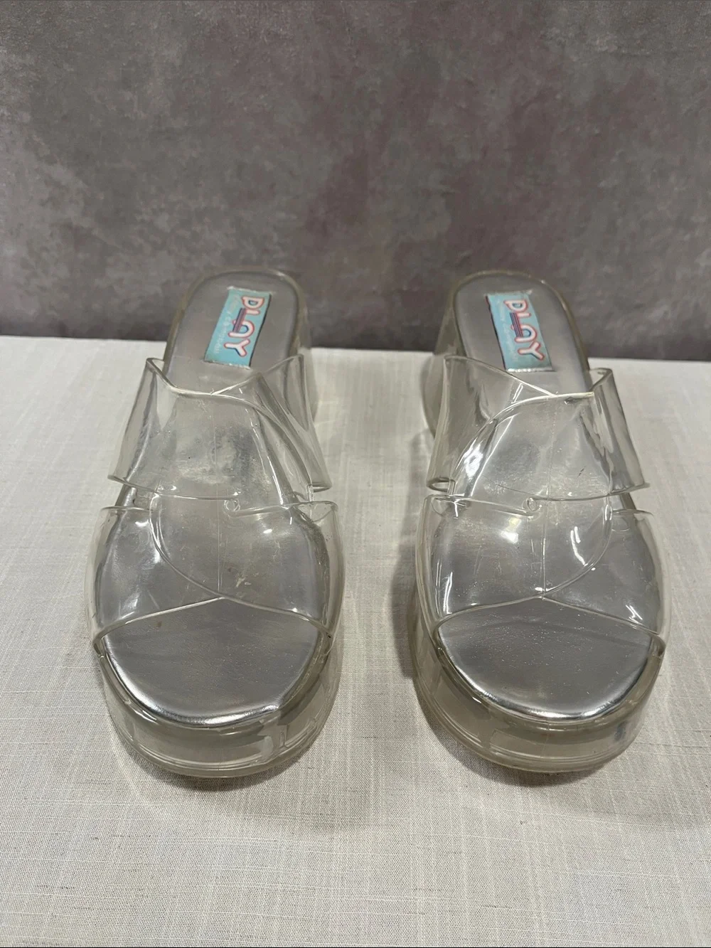 Jeffrey Campbell Play Clear Platform Slide Sandals - Transparent size 10